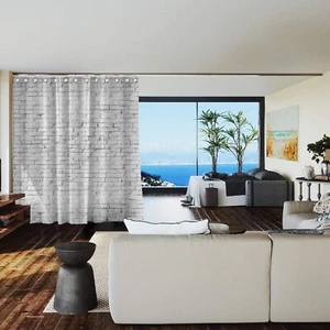 Room/Dividers/Now Premium Room Divider Curtain 9ft L x 10ft 'W white brick - Picture 1 of 7