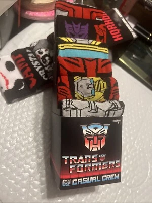 Transformers 6 Pair casual CREW SOCKS Men Size 8-12  NEW hyp damage package bott - Image 1 of 4