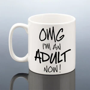 18th BIRTHDAY MUG 18 YEARS ADULT CUP Funny BIrthday Gift Boy Girl Him Her Men - Picture 1 of 3