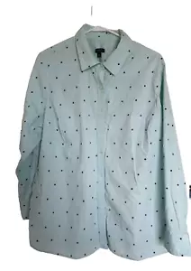 Top Talbots donna 2X verde menta a pois manica lunga bottoni carriera classico - Foto 1 di 3