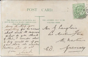 CURRAGH CAMP 1905 CANCEL ON KING EDWARD VII ½d GREEN POSTCARD TO GUERNSEY 5959 - Picture 1 of 2