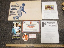 HANK AARON 715 Club membership kit Magnavox TV premium MLB baseball button card