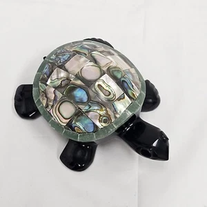 Hand Carved Polished Black Obsidian Turtle with Inlay - Picture 1 of 10