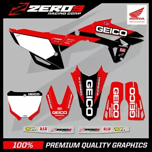 KIT DE GRÁFICOS HONDA MOTOCROSS CALCOMANÍAS MX: CR CR CRF 85 150 125 250 450 GEICO SOLID R - Imagen 1 de 1