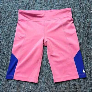 Nike Girl's Dri-Fit Compression Biker Shorts in Pink Blue Size Youth Medium - Picture 1 of 7