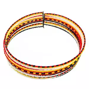 Collar Gargantilla de Alambre con Cuentas de Semillas de Vidrio Rojo Amarillo con Cuentas de Mano - Imagen 1 de 4