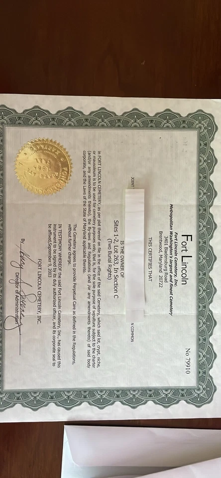 LOTES DE CEMENTERIOS - pies Lincoln Brentwood, MD Foto 1 de 1