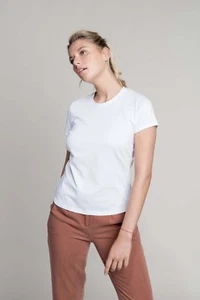 Damas Mangas Cortas Cuello en V Súper Elastizado Calidad Cuerpo Calce Liso Paquete de 2 Camisetas - Imagen 1 de 4