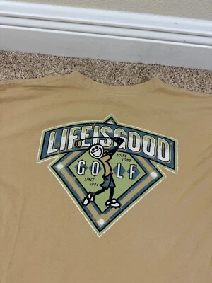 Camiseta gráfica Life is Good para hombre manga corta talla L (se adapta a XL) golf amarilla Foto 1 de 4