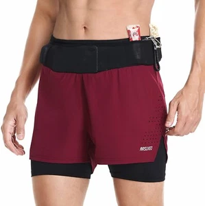Men's Running Fitness Gym Sports Shorts Cycling Outdoor 2 in 1 with Multi-Pocket - Picture 1 of 27