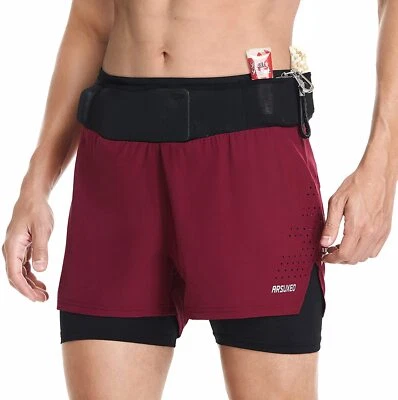 Pantalones Cortos Deportivos Para Hombre Correr Fitness Gimnasio Ciclismo Aire Libre 2 en 1 con Multi Bolsillo Foto 1 de 2