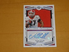 Nick Chubb 2020 Panini National Treasures Collegiate 96 Blue Patch Auto SP /20
