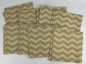 Coton Colors Set Of 8 Cloth Table Napkins Brown Chevron Print Zig Zag 15 X 15 - Picture 1 of 5