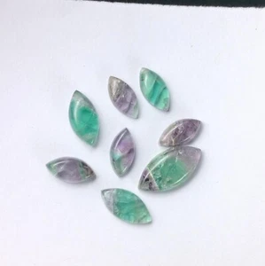 Natural Multi Fluorite Marquise Shape Cabochon Loose Gemstone 8 Pieces Lot - Picture 1 of 7