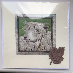 Hand Made Sewn Blank Cards Birthday Thank You Farm Sheep 🐑 Lamb - Picture 1 of 1
