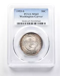 1953-S Washington-Carver Commemorative Half Dollar MS65 PCGS *7545 - Picture 1 of 3