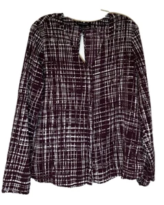 Banana Republic burgunderfarbene seidige Langarm Bluse hinten offen Gr. L - Bild 1 von 8