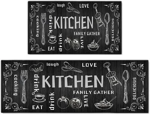 2 Piece Farmhouse Kitchen Rug Set Non Slip Cushioned Decor Kitchen Mats for F... - Picture 1 of 7