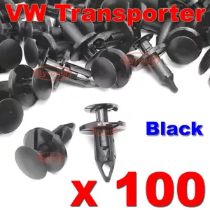 100 VW TRANSPORTER T4 T5 T6 LONGER LONG TRIM PANEL CLIPS BLACK VAN CARPET LINING - Picture 1 of 1