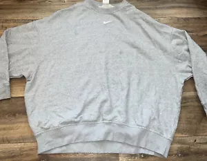 Nike Fleece Women's Over-Oversized Crewneck Sweatshirt Gray Size M DD5632-063 - Picture 1 of 20