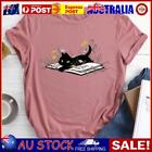 Cute Book Cat T-shirt-014966-Rose Gold-M