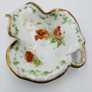 Limoges Avenir Small Dish Hand Painted Details Poppy Daisy Trinket Gold Trim 4” - Picture 1 of 20