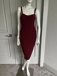 Free People Damen rotes schmales Strick-Midikleid mit Spaghettiträgern Gr. S neu ohne Etikett - Bild 1 von 6