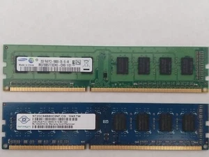 1 x Samsung and 1 x Nanya 4GB (2X2GB) DDR3 PC3-10600U Desktop Memory RAM - Photo 1/2