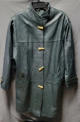Vintage Bloomingdale's Green Leather Jacket Fully Lined Tag Size Small Foto 1 de 4