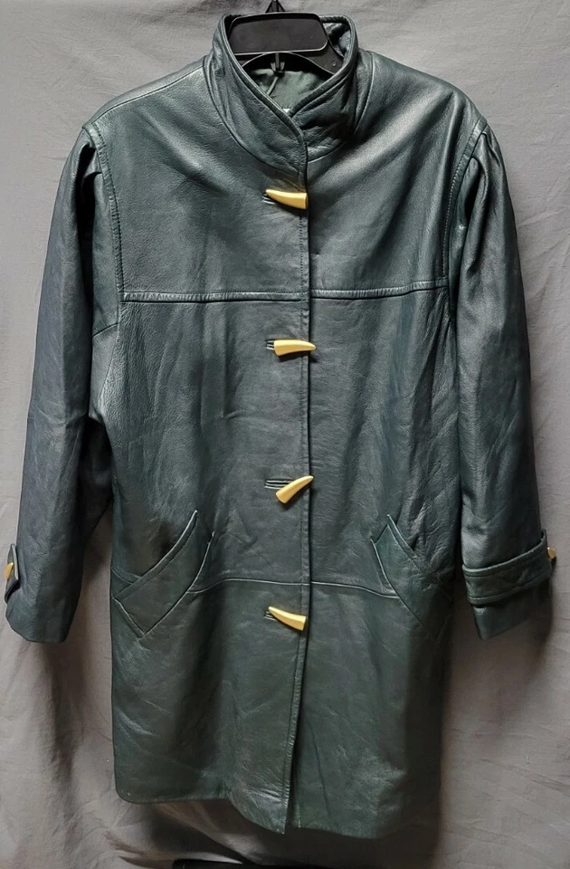Vintage Bloomingdale's Green Leather Jacket Fully Lined Tag Size Small - Image 1 of 4