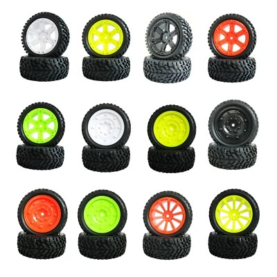 2.99 inc Rubber Flat Rally Tire 12mm Hex Wheel Rim 2P For 1/10 On-Road RC Racing - Image 1 of 4