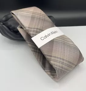 Calvin Klein Men's Silk Blend Tie ~ Brown ~ Plaids & Checks ~ NEW MSRP: $69.50 - Picture 1 of 4