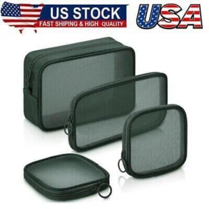 4 Pcs Mesh Makeup Bag Mesh Cosmetic Bag Travel Toiletry Pouch with Zipper Mini - Picture 1 of 7