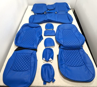 Fundas de asiento de cuero interiores azules DH50 para Tesla Modelo Y T-Sportline 2020-2022 Foto 1 de 4
