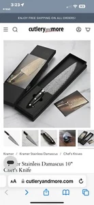 Bob Kramer 10” Chef Knife 34891-260 Damascus By Zwilling J.A. Henckels - Picture 1 of 6