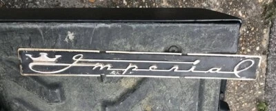 Vintage 1957-59 Chrysler Imperial Door Sill Plate Insert Metal Logo - Image 1 of 4