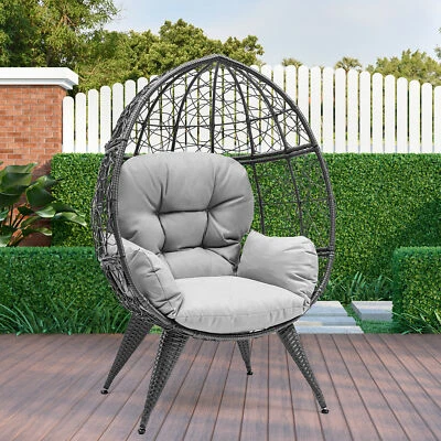 Silla Huevo Exterior TAUS Hamaca Mimbre Grande Tumbona con Cojín de Soporte Foto 1 de 4