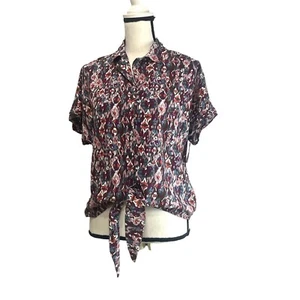 Beach Lunch Lounge Rae Tie Front Camp Shirt, Wild Mauve, Sz. S - Picture 1 of 9