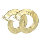 9ct Gold Jewelco London Hammered "Front and Back" Hoop Earrings
