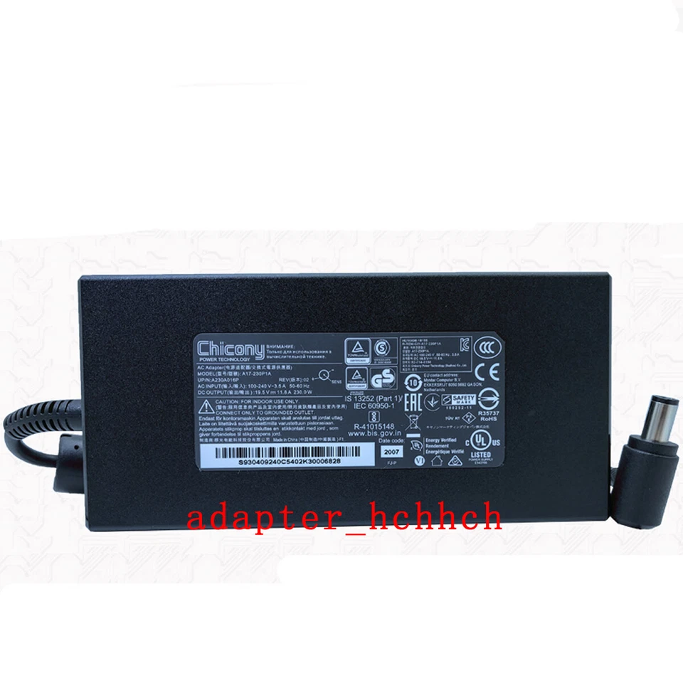 Chicony A17-230P1A 19.5V 11.8A 230W AC Adapter Charger 5.5MM MSI Gigabyte Clevo