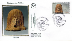 2013-Fdc.Enveloppe soie1°jour-Masque de théatre Antique-Grece-Paris-stamp-R.4804 - Imagen 1 de 1