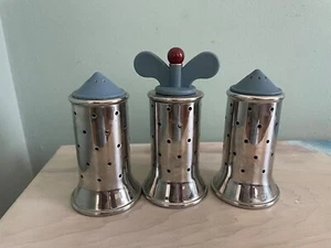 Alessi Michael Graves Pepper Grinder + 2 Salt Castors with Blue Top Inox - Picture 1 of 7