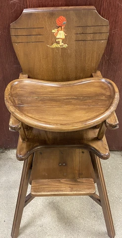 VINTAGE CHILD'S SOLID WOOD HIGH CHAIR WITH TRAY - EUC ! Free Shipping Cover