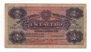 MOZAMBIQUE PORTUGAL 1 ESCUDO 1937 PICK R 33 LOOK SCANS - Picture 1 of 2
