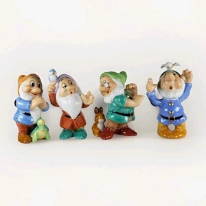Disney Snow White 4 Dwarfs Dwarves Ceramic DOC SLEEPY GRUMPY SNEEZY - Picture 1 of 5