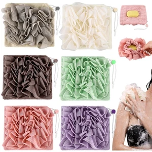 6 Pack Washcloth Loofah Combo 2 in 1 Drawstring Loofah Sponge with Bar Soap P... - Foto 1 di 6