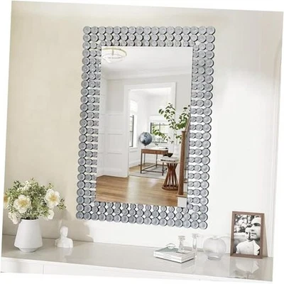  Decorative Wall Mirror with Glitter Beaded Bathroom 36"L x 24"W Diamond-2 - Image 1 of 4