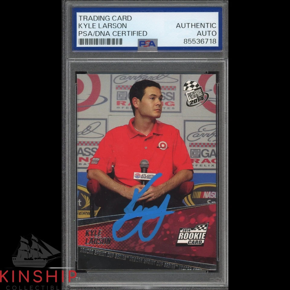 Kyle Larson signed 2014 Press Pass Rookie Card PSA DNA Slab NASCAR Auto C4774 - Image 1 of 1