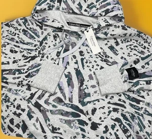 Calvin Klein Performance Hoodie Sweatshirt Pullover Crop Gray Camo Women XL NWT  - Picture 1 of 7