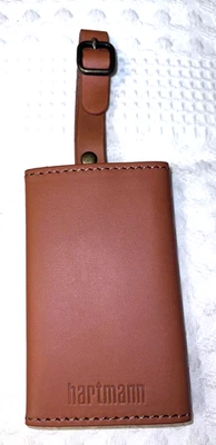 New WithOut Tag HARTMANN Luggage ID Tag Tan Brown Belting Leather Logo ID Card - Image 1 of 4
